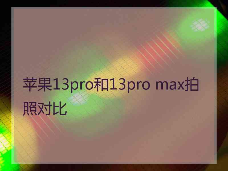 苹果13pro和13pro max拍照对比