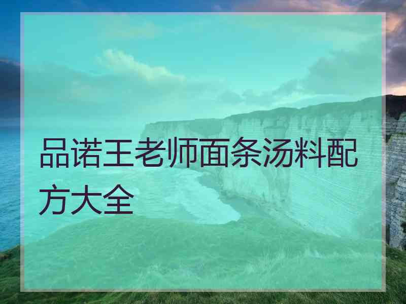 品诺王老师面条汤料配方大全