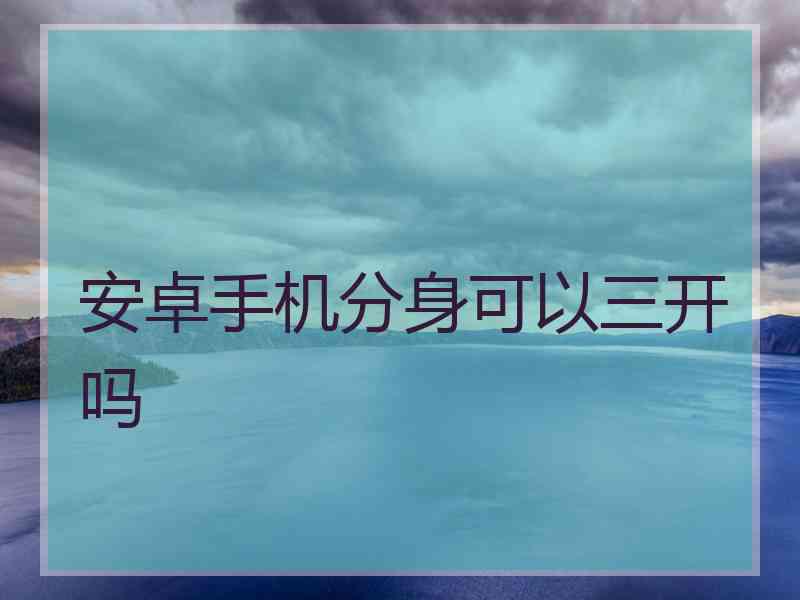 安卓手机分身可以三开吗