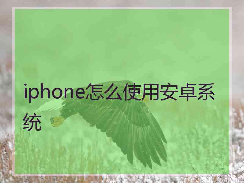 iphone怎么使用安卓系统