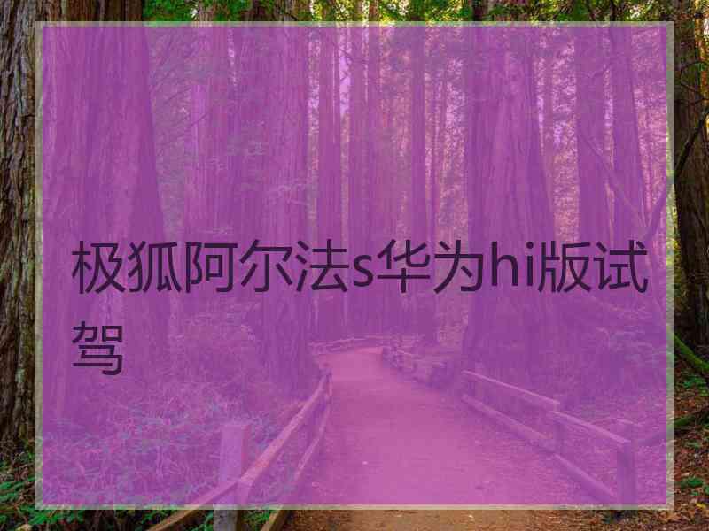 极狐阿尔法s华为hi版试驾