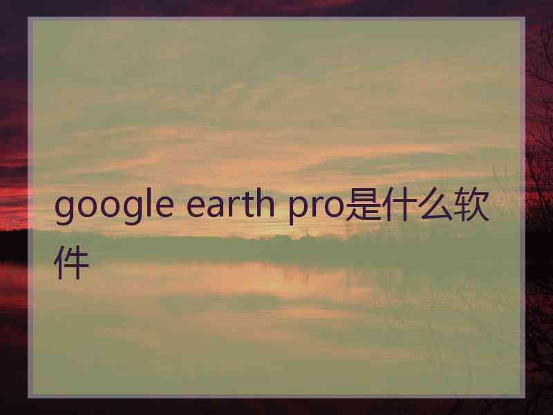 google earth pro是什么软件