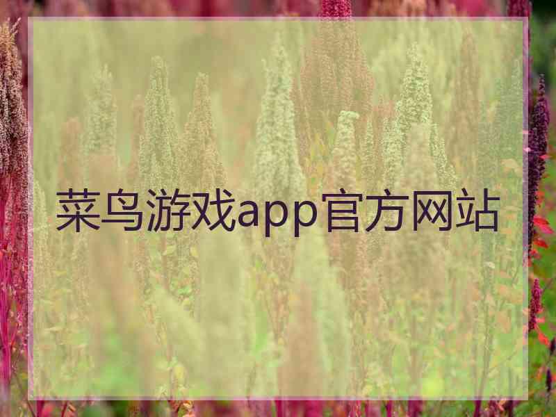 菜鸟游戏app官方网站