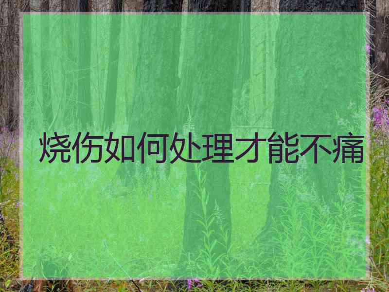 烧伤如何处理才能不痛