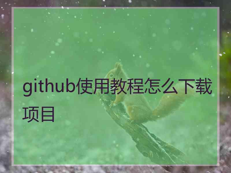 github使用教程怎么下载项目