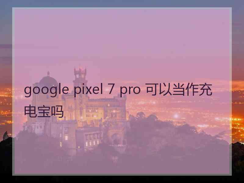 google pixel 7 pro 可以当作充电宝吗