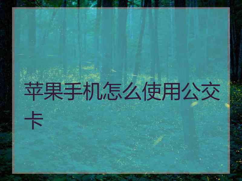 苹果手机怎么使用公交卡