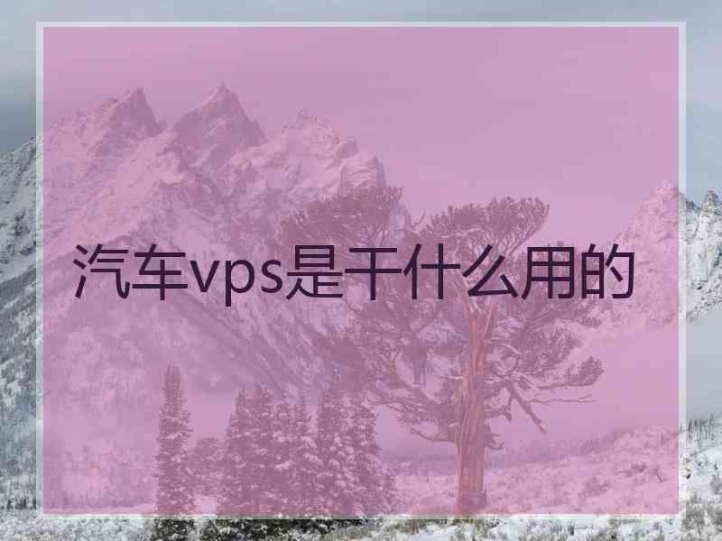 汽车vps是干什么用的