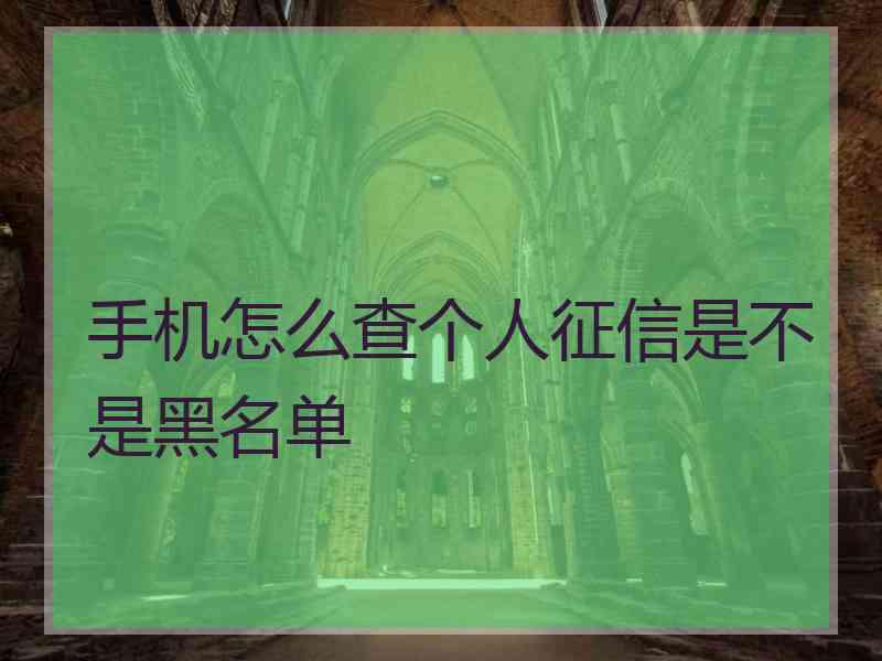 手机怎么查个人征信是不是黑名单