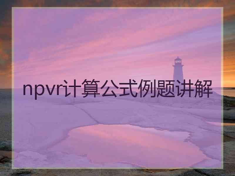 npvr计算公式例题讲解