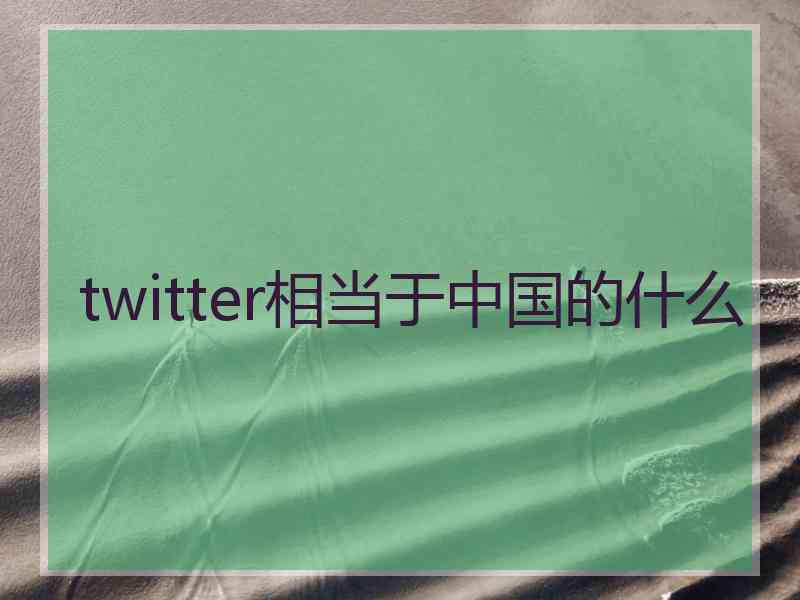 twitter相当于中国的什么