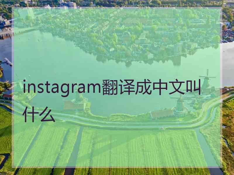 instagram翻译成中文叫什么