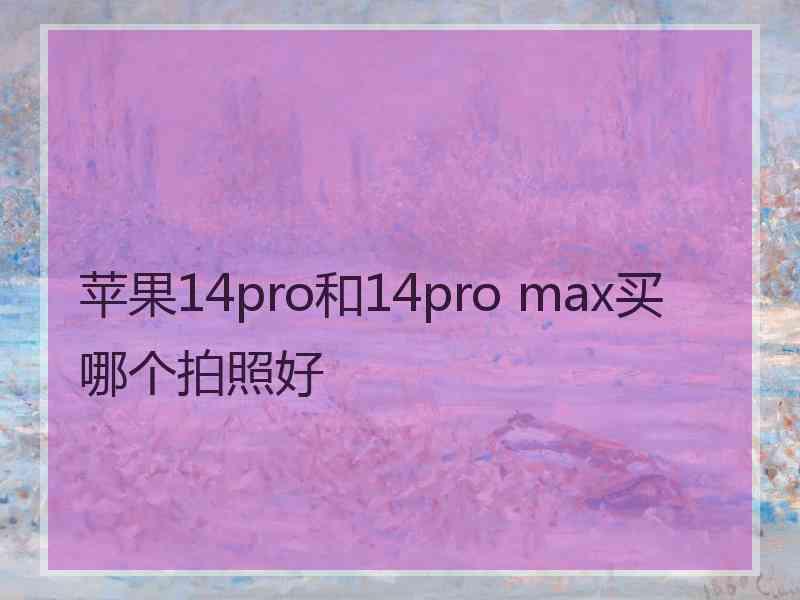 苹果14pro和14pro max买哪个拍照好