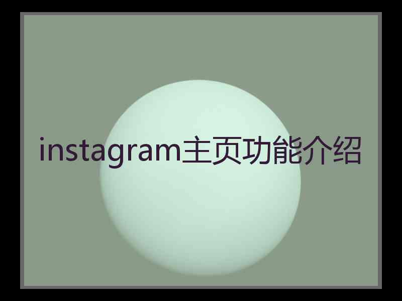 instagram主页功能介绍