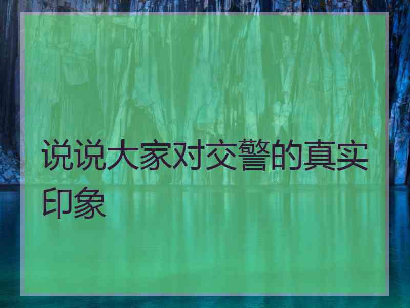 说说大家对交警的真实印象