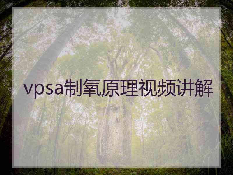 vpsa制氧原理视频讲解