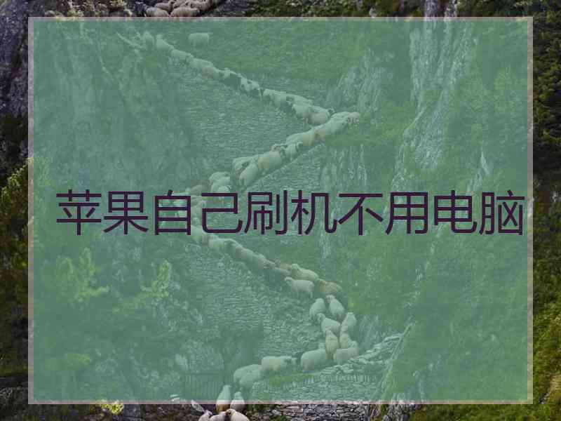 苹果自己刷机不用电脑