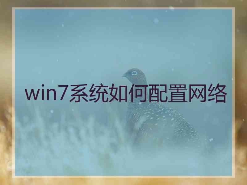 win7系统如何配置网络