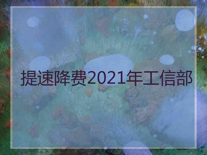 提速降费2021年工信部