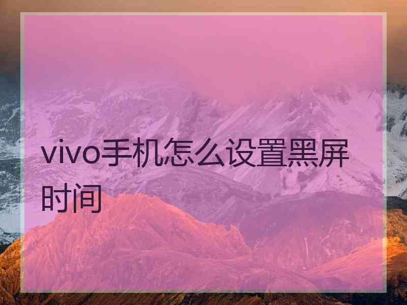 vivo手机怎么设置黑屏时间