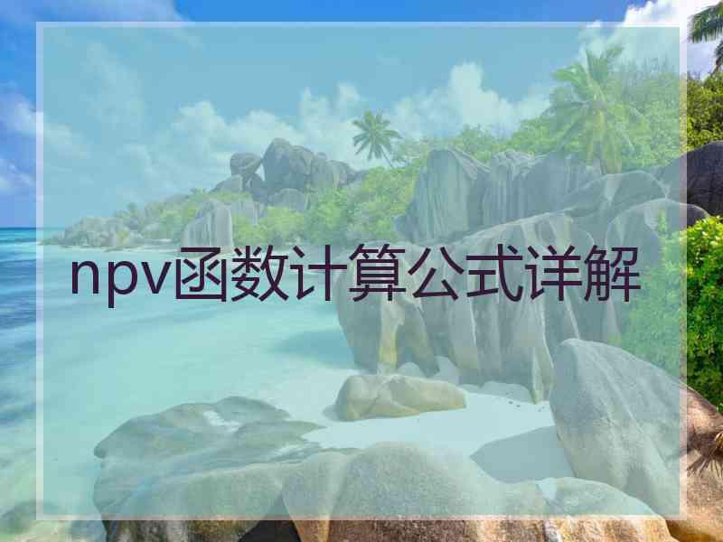 npv函数计算公式详解