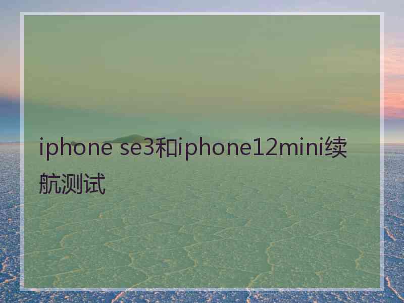 iphone se3和iphone12mini续航测试