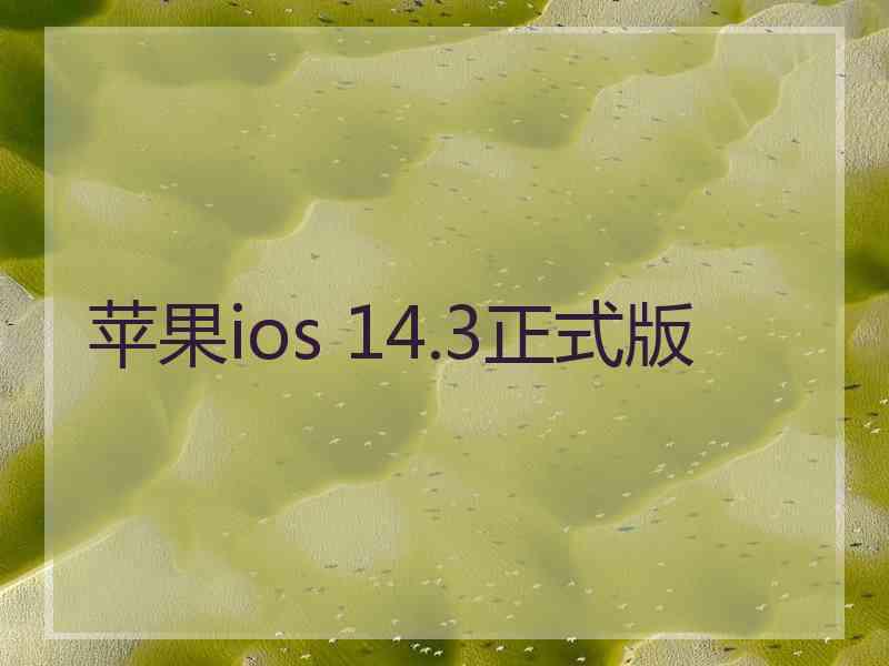 苹果ios 14.3正式版