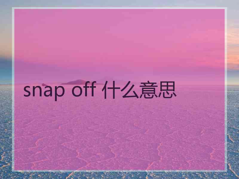 snap off 什么意思