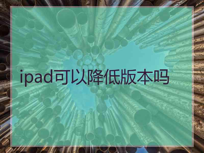 ipad可以降低版本吗