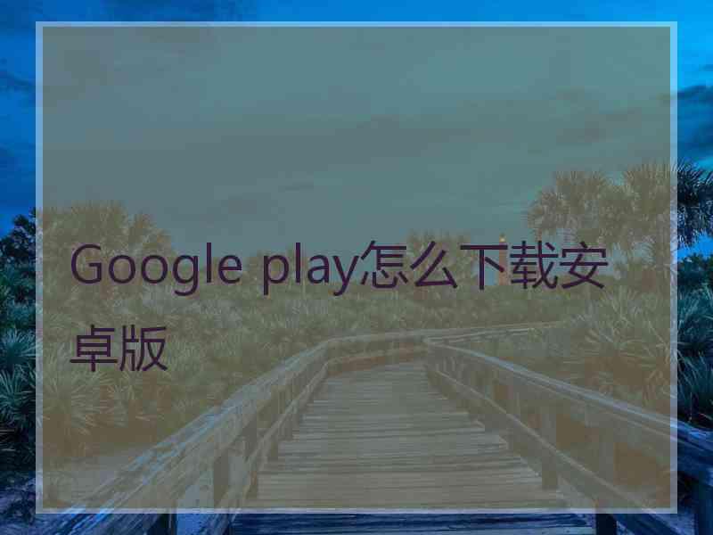 Google play怎么下载安卓版