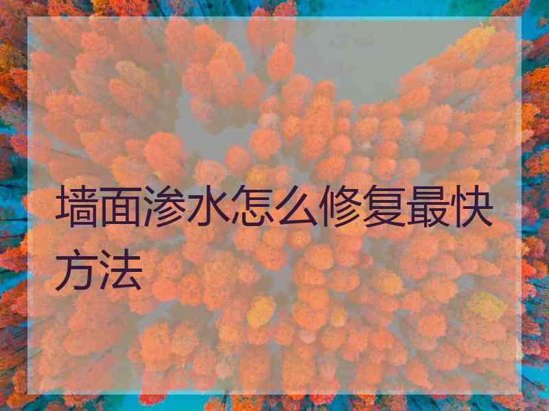 墙面渗水怎么修复最快方法