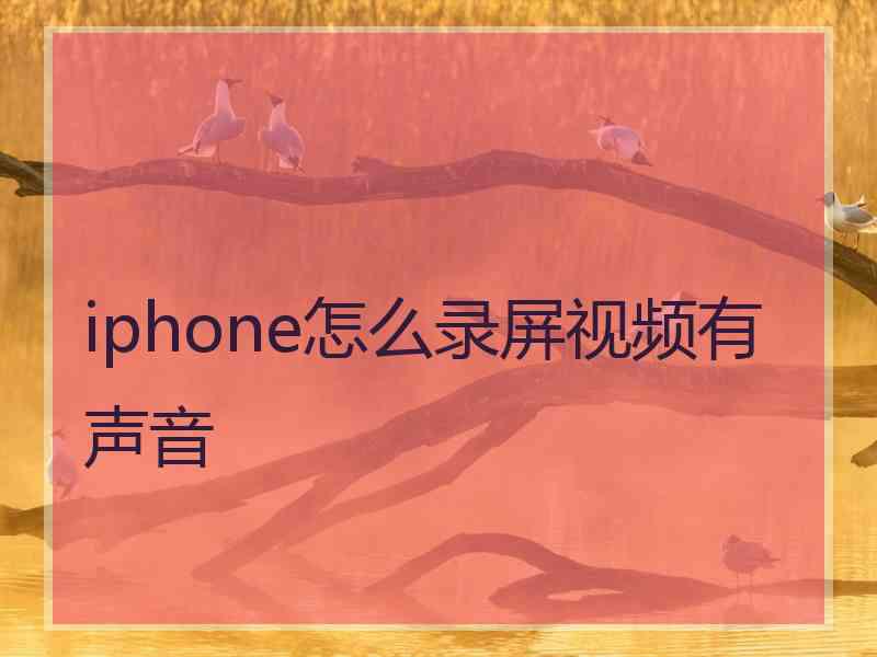 iphone怎么录屏视频有声音