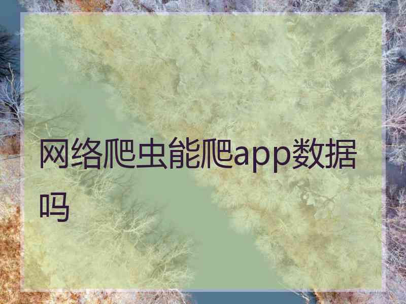 网络爬虫能爬app数据吗