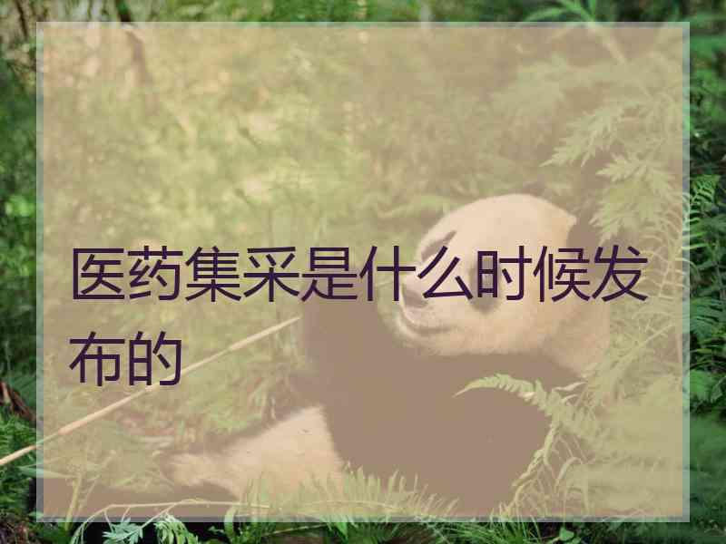 医药集采是什么时候发布的