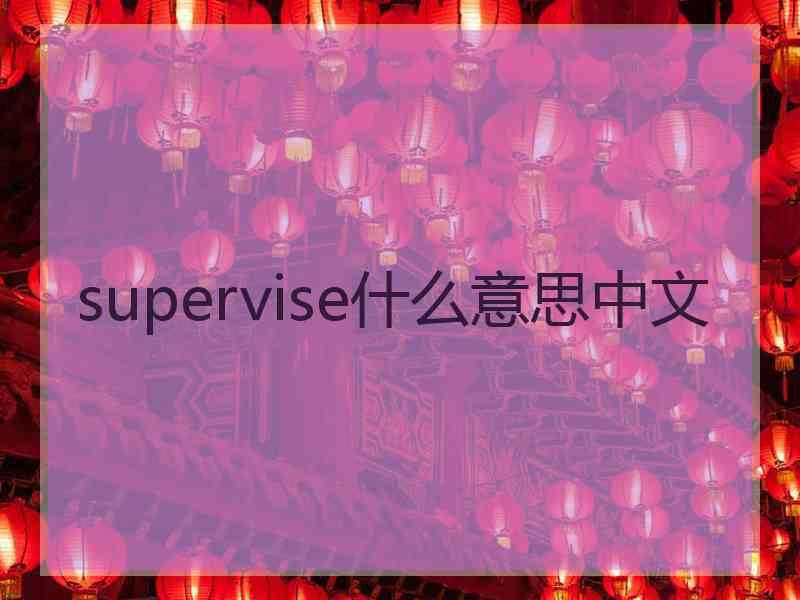 supervise什么意思中文