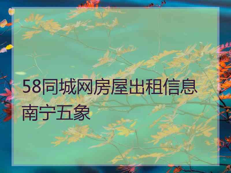 58同城网房屋出租信息南宁五象