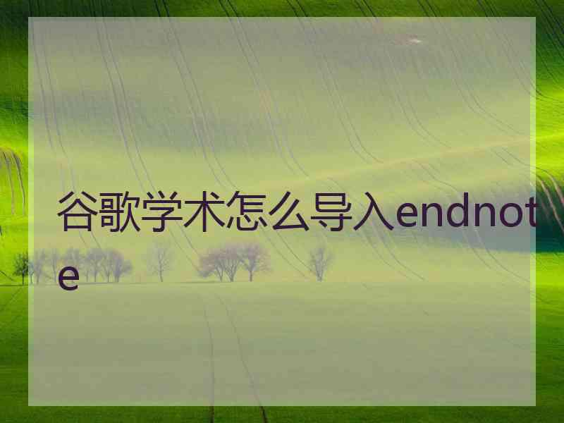 谷歌学术怎么导入endnote