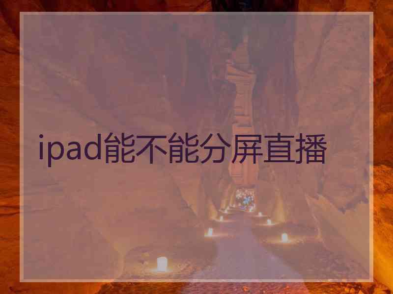 ipad能不能分屏直播