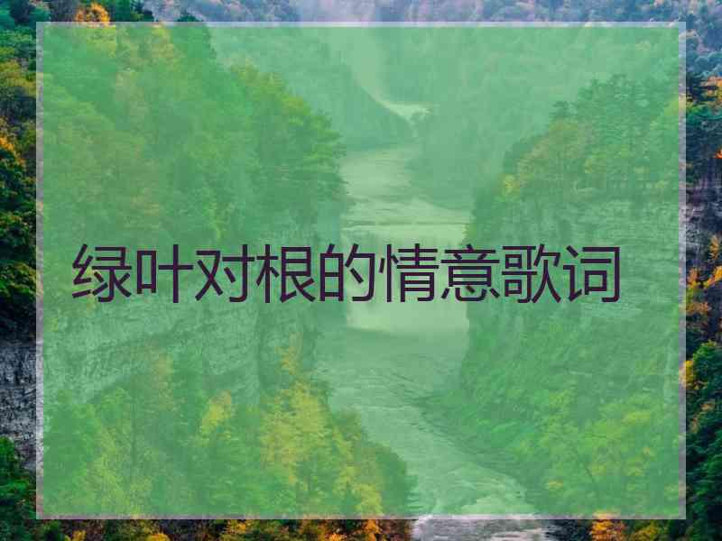 绿叶对根的情意歌词