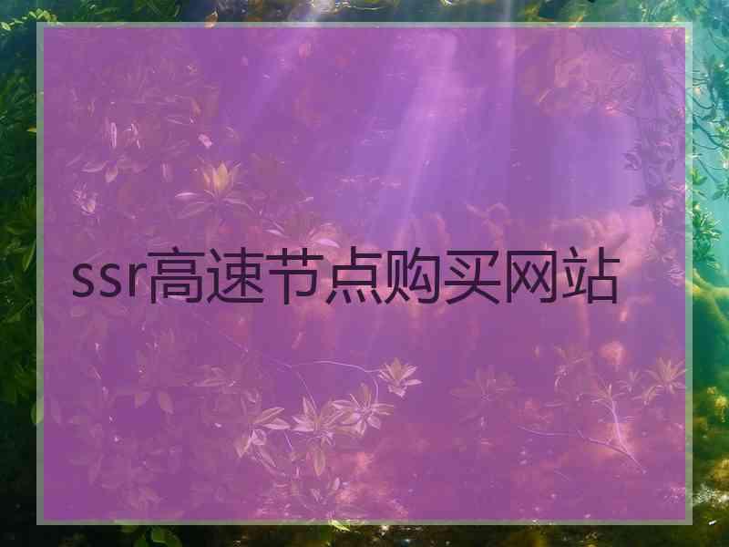 ssr高速节点购买网站