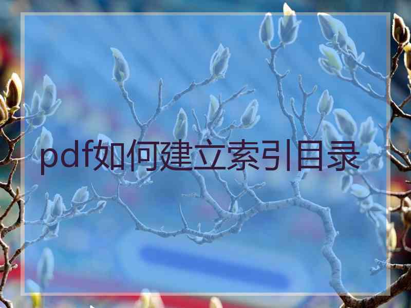 pdf如何建立索引目录