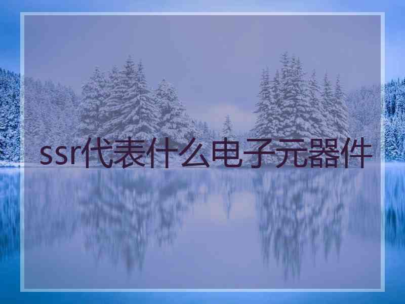 ssr代表什么电子元器件