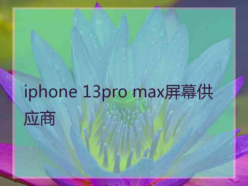 iphone 13pro max屏幕供应商