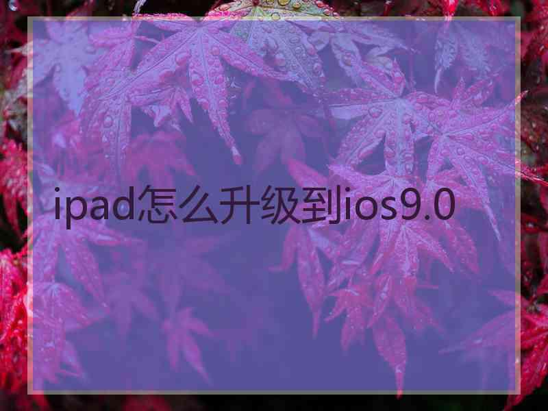 ipad怎么升级到ios9.0