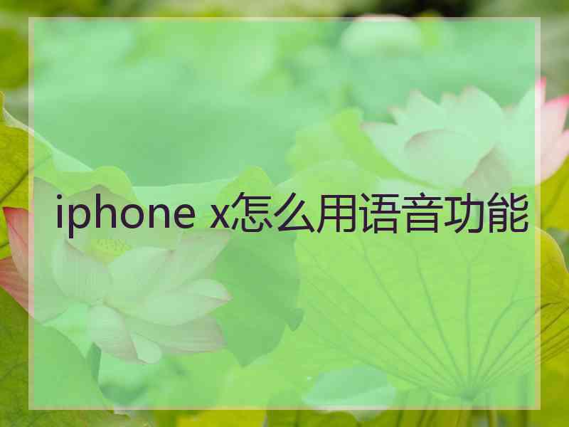 iphone x怎么用语音功能