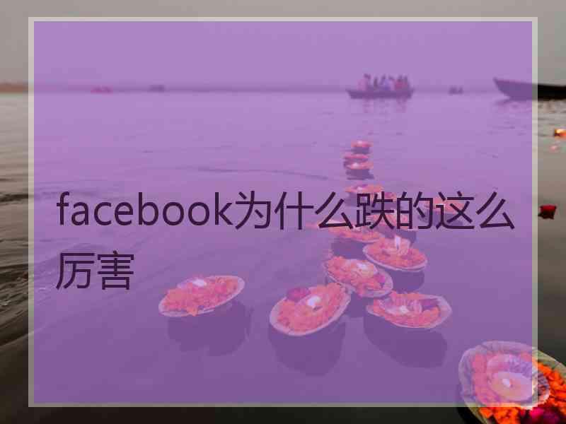 facebook为什么跌的这么厉害