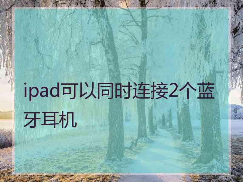 ipad可以同时连接2个蓝牙耳机