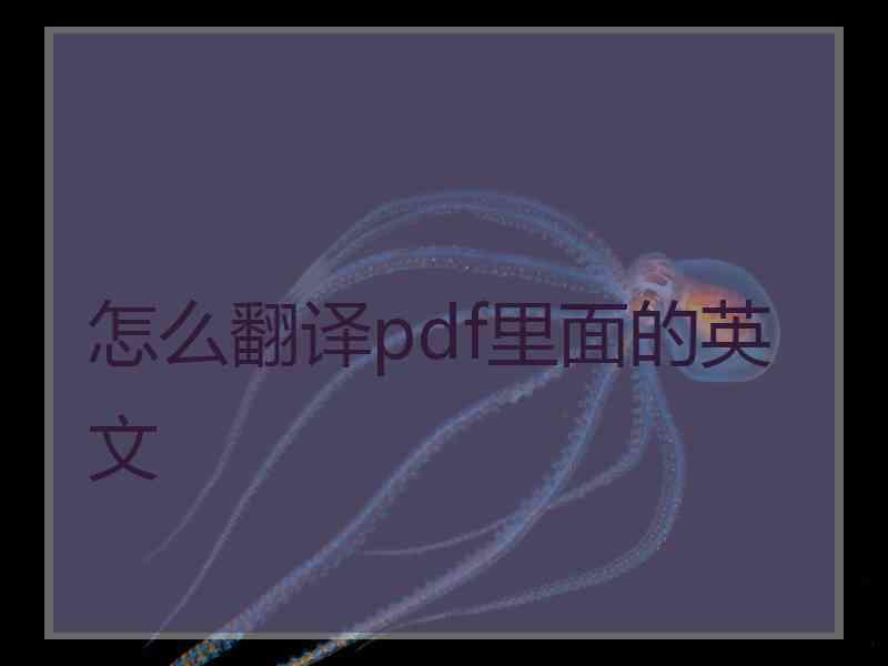 怎么翻译pdf里面的英文