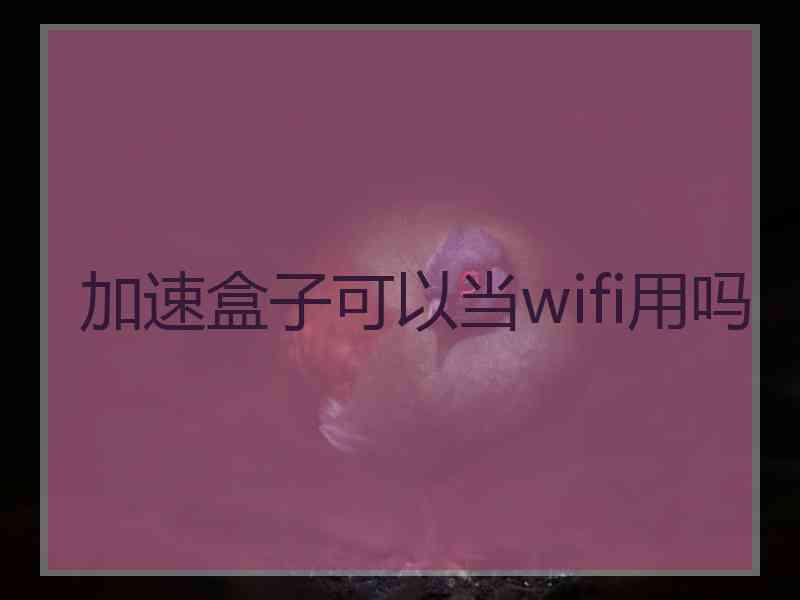 加速盒子可以当wifi用吗