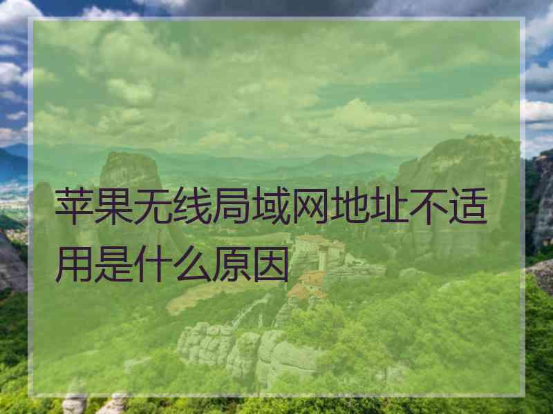 苹果无线局域网地址不适用是什么原因